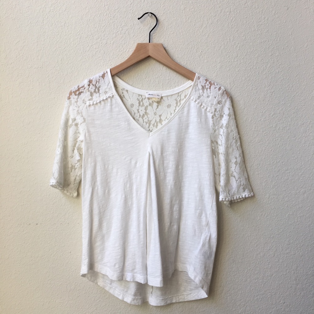 Anthropologie lace sleeve top